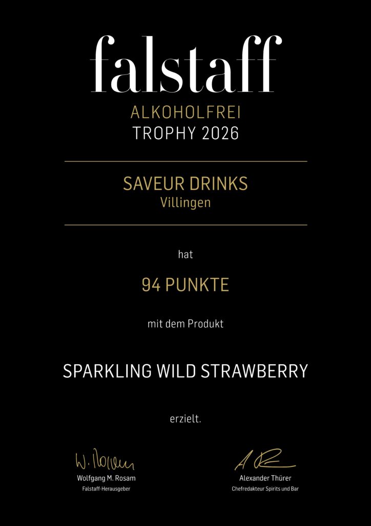 Saveur Sparkling Wild Strawberry is among the best alcohol-free rosé sparklings, awarded 94 points by Falstaff Magazine.